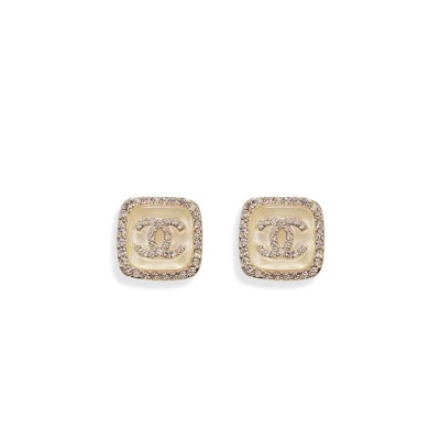 CHANEL FULL DIAMOND DOUBLE C EARRINGS 
